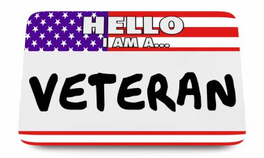 Kıdemli bize Amerikan bayrağı etiket adı 3d çizim