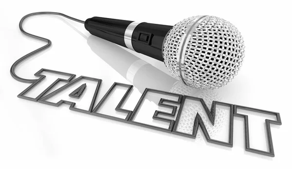 Talent Skill Ability Microphone Word 3d Illustration — Stock Photo, Image