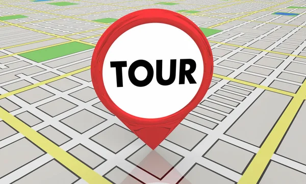 Tour Guide Perikel Verplaatsing ter plaatse Pin kaartplaats 3d illustratie — Stockfoto