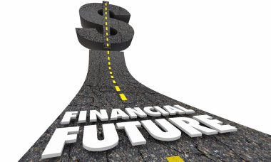 Mali gelecek planlama öncesinde yol para Doları oturum 3d çizim