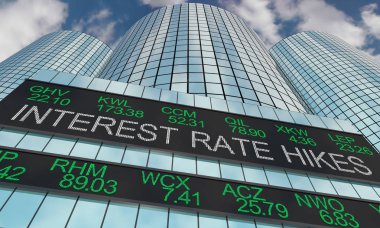Faiz zamları Federal Rezerv artış Ticker 3d çizim