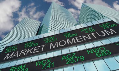 Pazar Momentum stok eğilimleri Wall Street manzarası 3d çizim