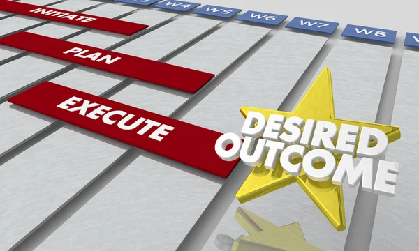 Desired Outcome Goal Initiate Plan Execute 3d Illustration — Stock Photo, Image