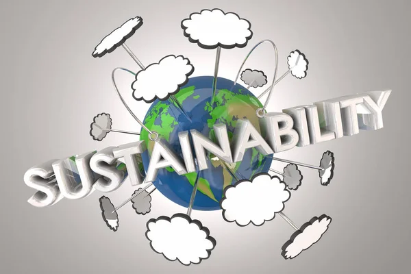 Sustainability Renewable Resources Earth 3d Illustration — Stock Photo, Image