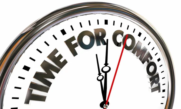 Konfor için zaman dinlenmek saat kelime 3d çizim