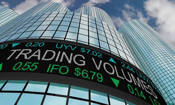Trading Volumes Stock Market Activity Ticker 3d Illustration — Stock Photo, Image