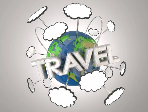 Turismo di viaggio Avventura Esplorazione Terra 3d Illustrazione — Foto Stock