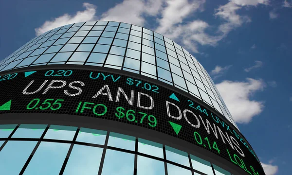 Ups and Downs Rise Fall Bear Bull Cycle Stock Market Ticker 3d Illustration — Stock Photo, Image