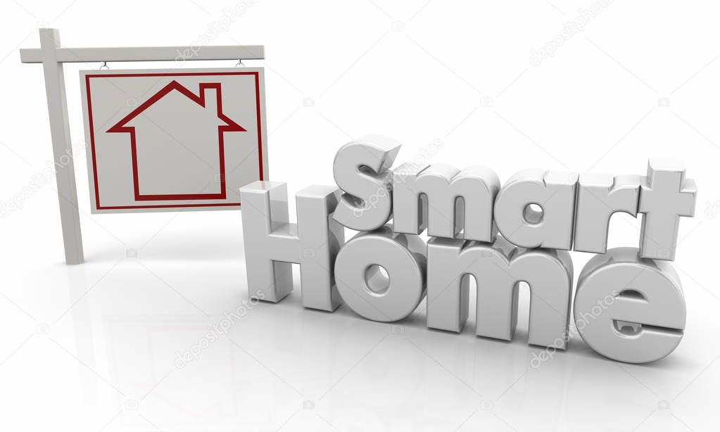 Smart Home House for Sale Sign 3d Illustration