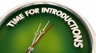 Time for Introductions Meeting Greeting Clock 3d Illustration clipart