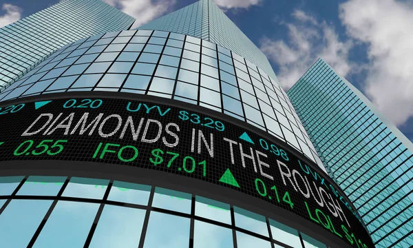 İşlenmemiş elmas gizli büyük hisse senedi satın Ticker 3d çizim