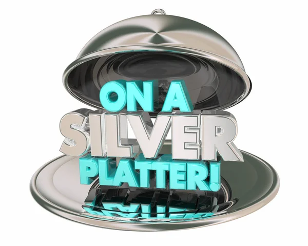 Silver Platter Plate Delivered You Illustration — Stock Photo, Image