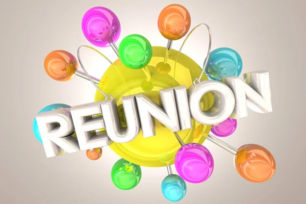 Reunion Getting Back Together Connected Spheres Illustration — Stock Photo, Image