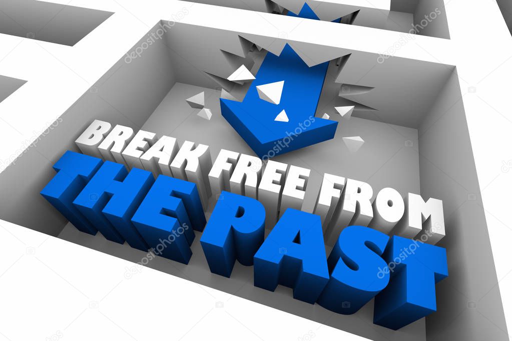 Break Free from the Past Maze Arrow 3d Illustration