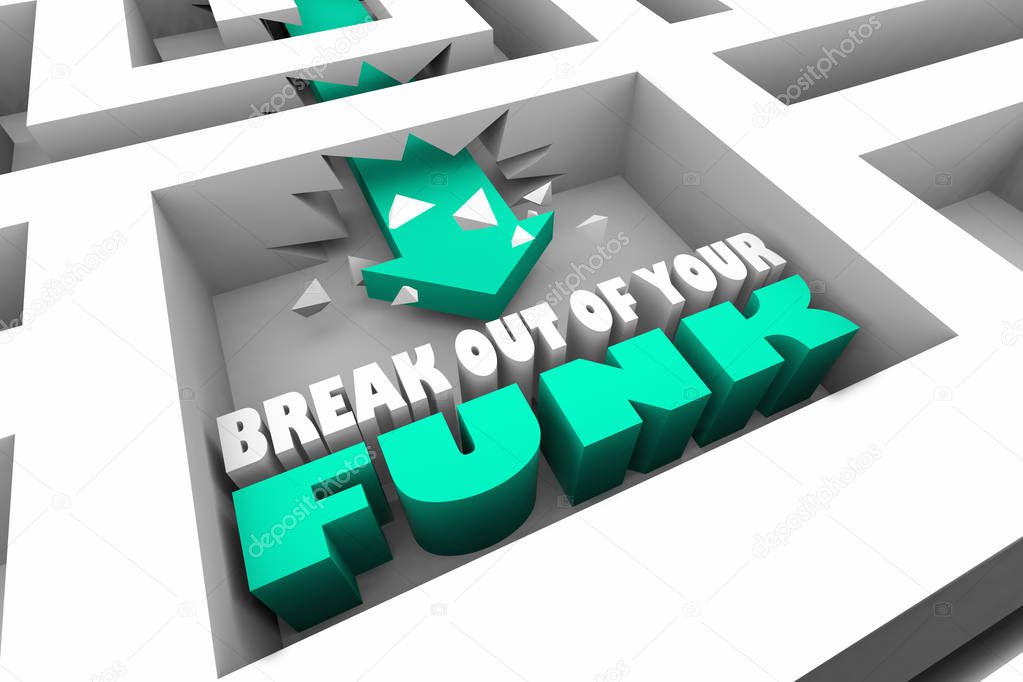 Break Out of Your Funk Maze Arrow 3d Illustration