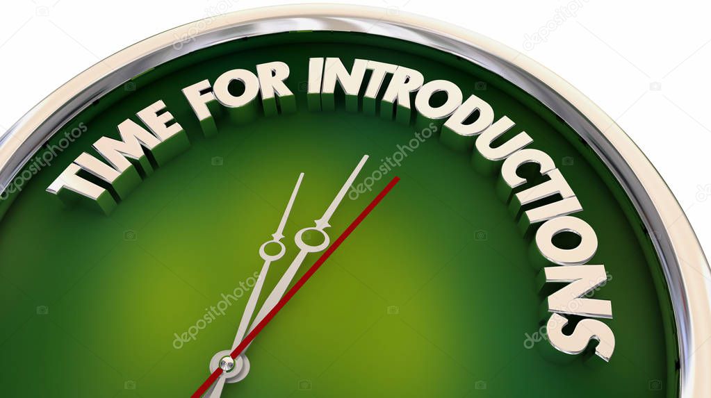 Time for Introductions Meeting Greeting Clock 3d Illustration