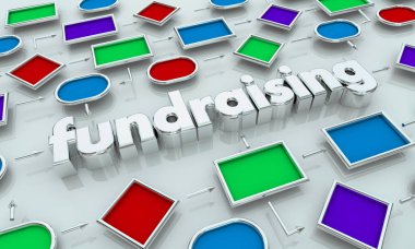 Fundraising Charity kar amacı gütmeyen kampanya süreci harita diyagramı 3D Illüstrasyon