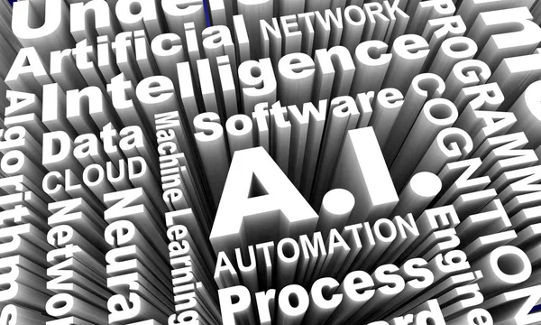 Inteligencia Artificial Aprendizaje Automático Palabras Ilustración —  Fotos de Stock