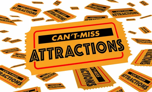 Cant Miss Attracties Must See Toeristische Spots Tickets Illustratie — Stockfoto