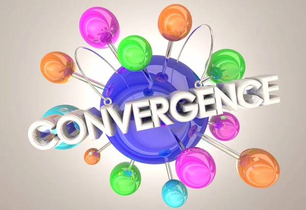 Convergence Coming Together Connected Spheres Illustration — Stock Photo, Image