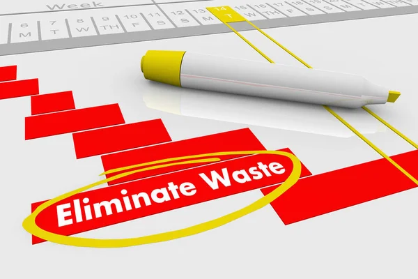 Eliminate Waste Reduce Gantt Chart Plan Illustration — Stock Photo, Image