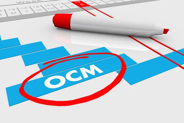 Ocm 組織変更管理ガントチャートプラン3D イラストレーション — ストック写真