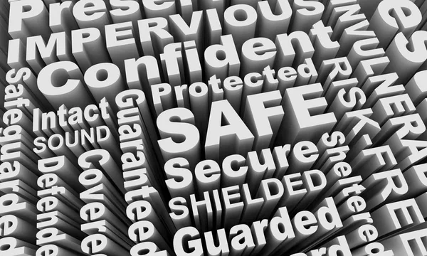 Veilige Geluid Beveiligde Beschermd Word Collage Illustratie — Stockfoto