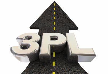 3PL üçüncü taraf lojistik şirket hizmeti yol ok 3D Illüstrasyon