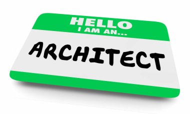 Mimar Yapı tasarımcısı adı Tag Sticker 3D Illustration