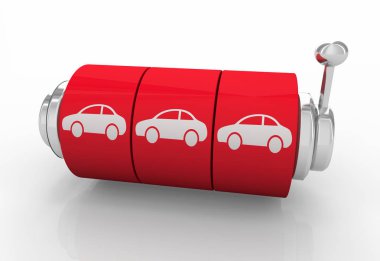 Araba otomobil slot makinesi kazanma spin 3D Illustration