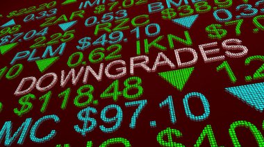 Düşüş tahminleri düşük tahminler hisse senedi piyasası Ticker 3D Illüstrasyon