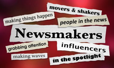 Newsmakers Movers Shakers haber başlıkları 3D Illustration