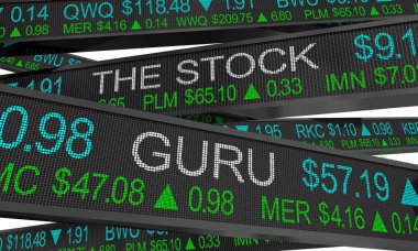 Stok Guru uzman trader analist piyasa Ticker 3D Illustration