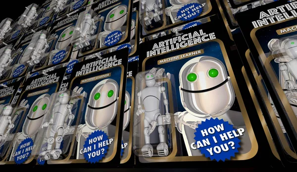 Kunstmatige intelligentie AI robot action figures 3D illustratie — Stockfoto