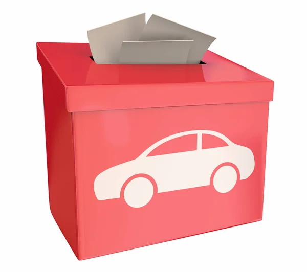 Auto fahrzeug auto vorschlag box ideen entscheidungen 3d illustration — Stockfoto