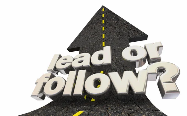 Liderar ou seguir Gerenciar Grupo Road Arrow 3D Ilustração — Fotografia de Stock