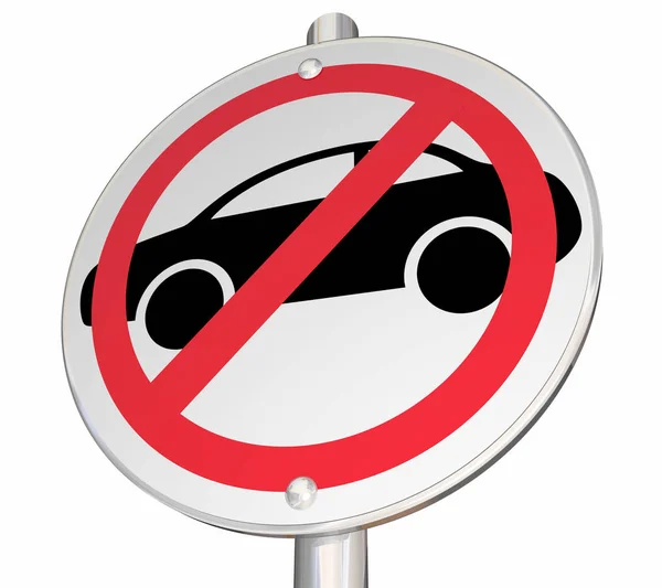 Žádné automobily povolené motorová vozidla nápis-3D ilustrace — Stock fotografie