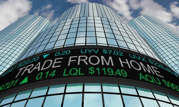 Trade From Home Day Trading Wall Street Stock Market 3d Illustration — Stock Photo, Image