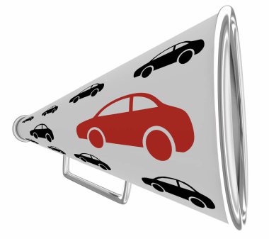 Oto Araç Otomobil Bullhorn Megafon İletişim Uyarısı 3d İllüstrasyon