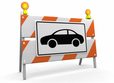 Oto Araç Otomobil İnşaat Tabela barikat 3d İllüstrasyon