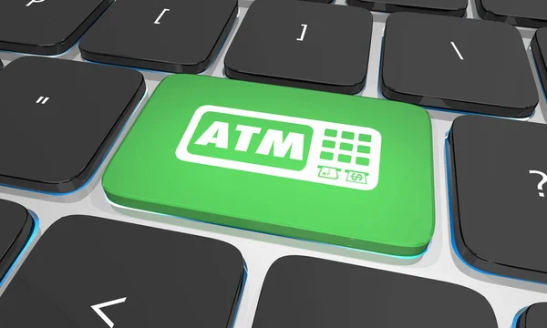 Geldautomat Bank Ziehen Computer Tastatur Taste Abbildung — Stockfoto