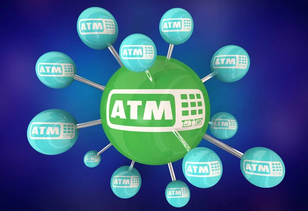 Atm Automated Teller Machine Bank Retirar Círculos Conectados Ilustração — Fotografia de Stock