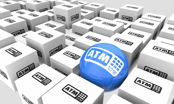 Atm Automated Teller Machine Bank Withdraw Sphere Cubes Unique Illustration — Stock Photo, Image