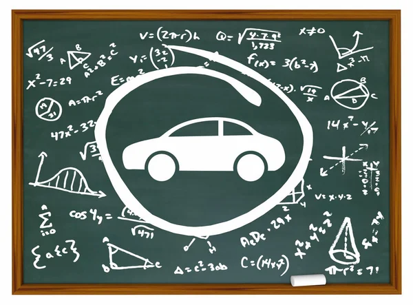 Planos Veículo Automóvel Chalkboard Fórmulas Design Ilustração — Fotografia de Stock
