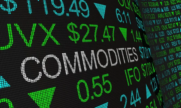 Commodities Economic Goods Assets Stock Market Prices Illustration — Stock Photo, Image