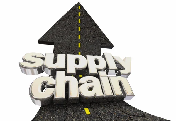 Supply Chain Leverancier Levering Weg Pijl Illustratie Van Leverancier — Stockfoto