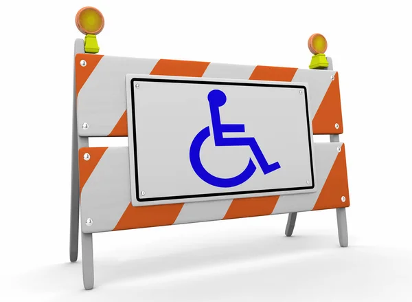 轮椅残疾人符号残疾障碍预订服务签名3D示例 — 图库照片