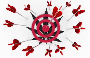 Hedefleme Esrar Yasal Yasadışı Pot Kullanımı Satış Hedef Bullseye 3d İllüstrasyon