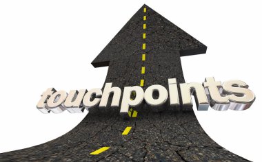 Touchpoints Ok Yükselen Word İnsanlar 3d İllüstrasyon ile bağlan