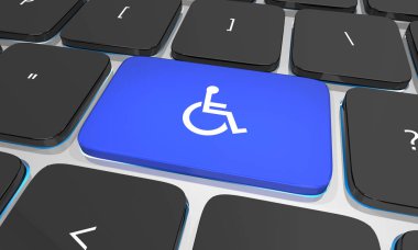 Tekerlekli Sandalye Engelli Sembolü Bilgisayar Klavye Anahtarı 3d Görüntü